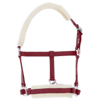 Cabezada potro Riding World borreguillo sintético Roja Rojo