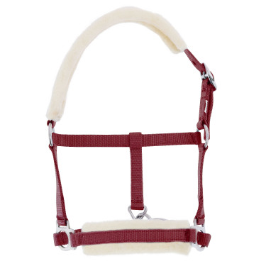 Cabezada potro Riding World borreguillo sintético Roja Rojo