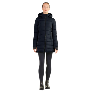Parka larga acolchada Ego7 Era con capucha desmontable para mujer Marino Azul marino