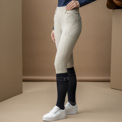 Pantalón híbrido Horseware con asiento de piel AA Fina para mujer Beige