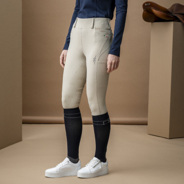 Pantalón híbrido Horseware con asiento de piel AA Fina para mujer Beige