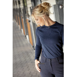 Pantalón Equithème Safir marine, contrastes noirs Azul