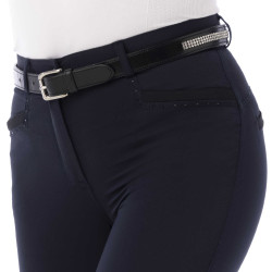Pantalón Equithème Safir marine, contrastes noirs Azul