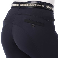 Pantalón Equithème Safir marine, contrastes noirs Azul