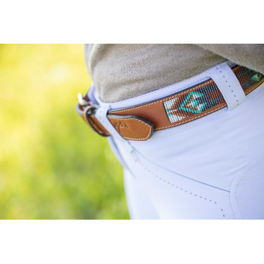 Cinturón Pénélope Pearl Coñac / turquesa Marrón Cinturón Pénélope Pearl Coñac / turquesa Marrón