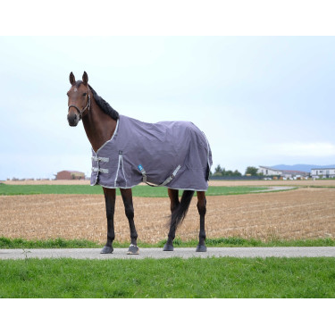 Manta Equithème TYREX 1200D reciclada Gris pardo Marrón