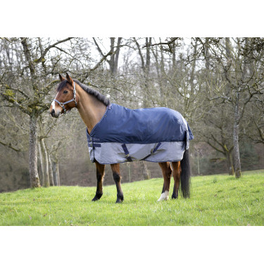 Manta Equi-Theme Tyrex 600 D 150g Azúl marino / gris