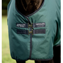 Manta Horseware Amigo Ripstop 900D Poney Turnout 100g Verde dinastía / marino / plata