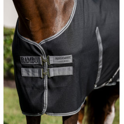 Cobertura de box Horseware Rambo forro de microfibra Negro / tormenta / gris plateado