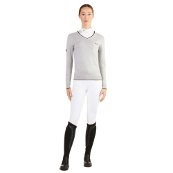 Jersey cuello en V Ego7 Vic mujer Gris