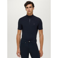 Polo de entrenamiento Rialto Tommy Hilfiger Equestrian 1/4 Zip de manga corta para hombre Cielo del desierto Azul