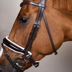 Brida Working by Dy'on Muserola Combinada Ancha Barnizada Forro Blanco Marrón Brida Working by Dy'on Muserola Combinada Ancha Barnizada Forro Blanco Marrón