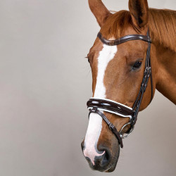 Brida Working by Dy'on Muserola Combinada Ancha Barnizada Forro Blanco Marrón Brida Working by Dy'on Muserola Combinada Ancha Barnizada Forro Blanco Marrón