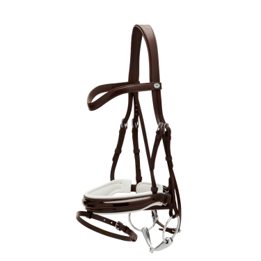 Brida Working by Dy'on Muserola Combinada Ancha Barnizada Forro Blanco Marrón Brida Working by Dy'on Muserola Combinada Ancha Barnizada Forro Blanco Marrón