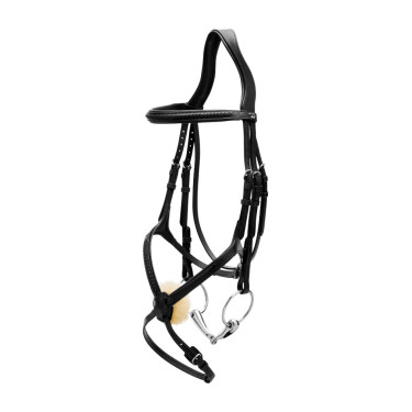 Cabezada Muserola Cruzada Trenzada New English Collection Dy'on Negro