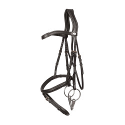 Cabezada con muserola combinada Dy'on de cuero suave Negro