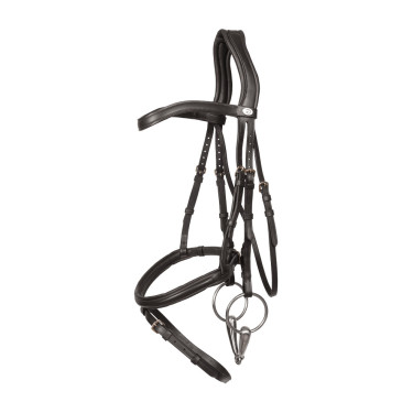 Cabezada con muserola combinada Dy'on de cuero suave Negro