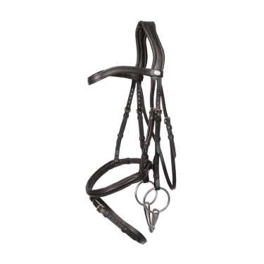 Cabezada con muserola combinada Dy'on de cuero suave Negro