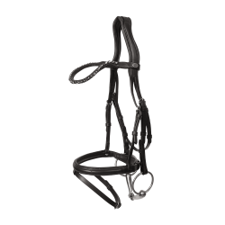 Brida con muserola combinada media de cuero suave Dy'on Negro