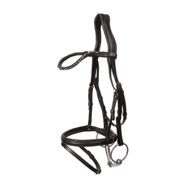 Brida con muserola combinada media de cuero suave Dy'on Negro