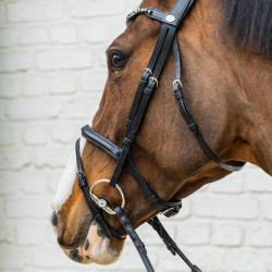 Brida con muserola combinada media de cuero suave Dy'on Negro