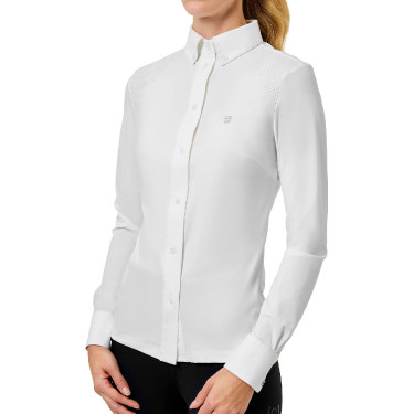 Camisa de manga larga Equestrian Stockholm Performance para mujer Blanco