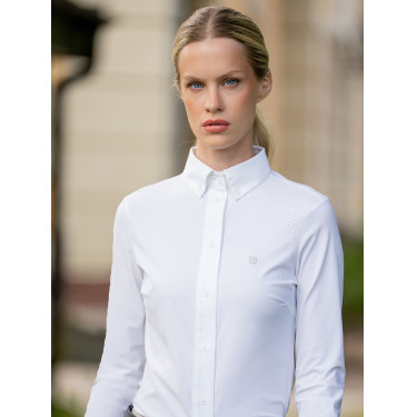 Camisa de manga larga Equestrian Stockholm Performance para mujer Blanco
