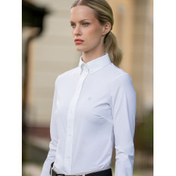 Camisa de manga larga Equestrian Stockholm Performance para mujer Blanco
