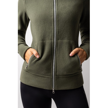Chaqueta de equitación polar Horze Ellie para mujer Verde escarabajo