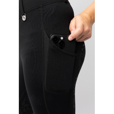 Leggings térmicos para niños Horze Dea con agarre completo Negro