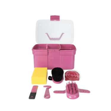 Caja y cepillos de limpieza Horze para niños Violeta rojo Burdeos