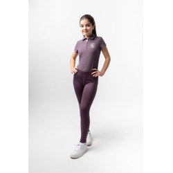 Leggings de equitación Horze Dea para niño Ciruela negra Violeta