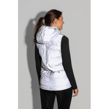 Chaleco acolchado sin mangas reflectante para mujer Horze Plata reflectante