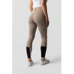 Pantalón de equitación Horze Evelyn de asiento completo para mujer Topo simple Beige