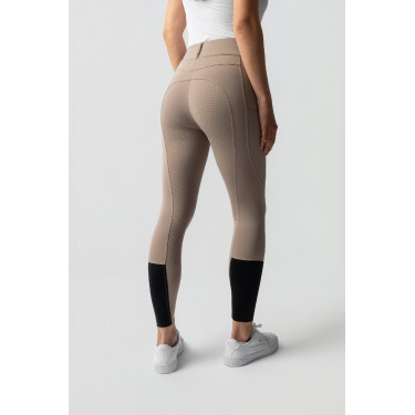 Pantalón de equitación Horze Evelyn de asiento completo para mujer Topo simple Beige
