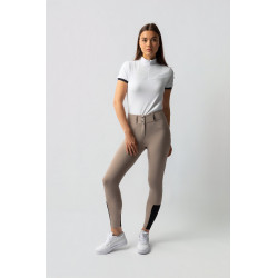 Pantalón de equitación Horze Evelyn de asiento completo para mujer Topo simple Beige