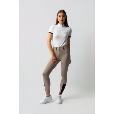 Pantalón de equitación Horze Evelyn de asiento completo para mujer Topo simple Beige