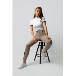 Pantalón de equitación Horze Evelyn de asiento completo para mujer Topo simple Beige