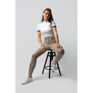 Pantalón de equitación Horze Evelyn de asiento completo para mujer Topo simple Beige