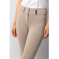 Pantalón de equitación Horze Evelyn de asiento completo para mujer Topo simple Beige