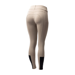 Pantalón de equitación Horze Evelyn de asiento completo para mujer Topo simple Beige