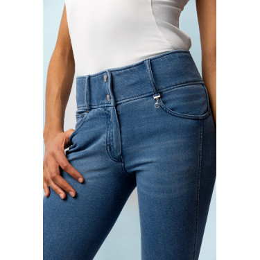 Pantalón Horze Carolyn denim fullgrip mujer Denim claro Azul
