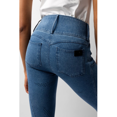 Pantalón Horze Carolyn denim fullgrip mujer Denim claro Azul