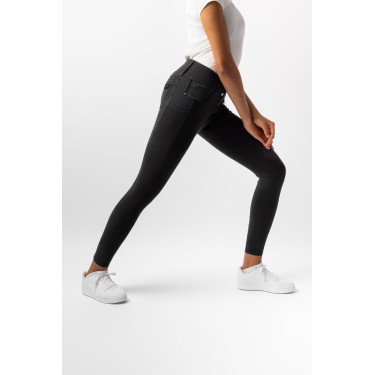 Pantalón Horze Carolyn denim fullgrip mujer Negro