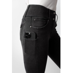 Pantalón Horze Carolyn denim fullgrip mujer Negro