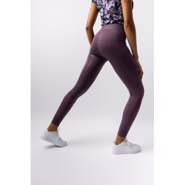 Leggings de equitación Horze Maia con culera completa para mujer Ciruela negra Violeta