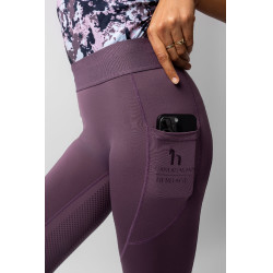 Leggings de equitación Horze Maia con culera completa para mujer Ciruela negra Violeta