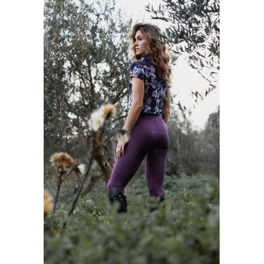 Leggings de equitación Horze Maia con culera completa para mujer Ciruela negra Violeta
