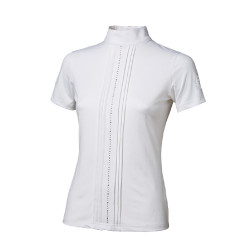 Polo de concurso Tattini para niña con hileras de strass Blanco