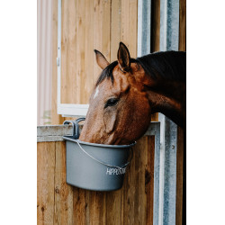 Comedero HIPPOTONIC con Ganchos y Asa Gris oscuro